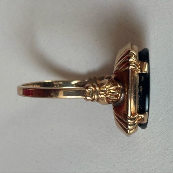 10k Elegant Gold & Onyx VTG ladies ring - Picture 6 of 15